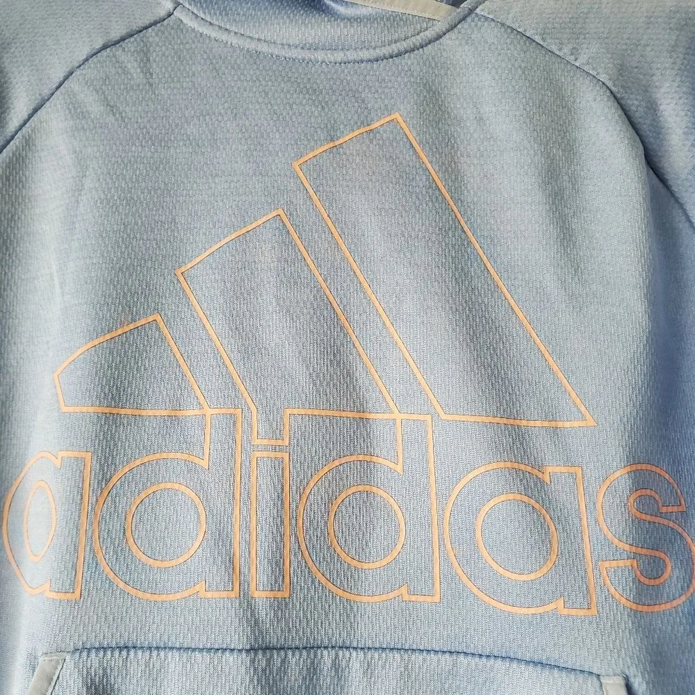 Women's Blue Adidas Climawarm Hoodie Size Large Athleisure Sporty Comfort Casual - Image 4