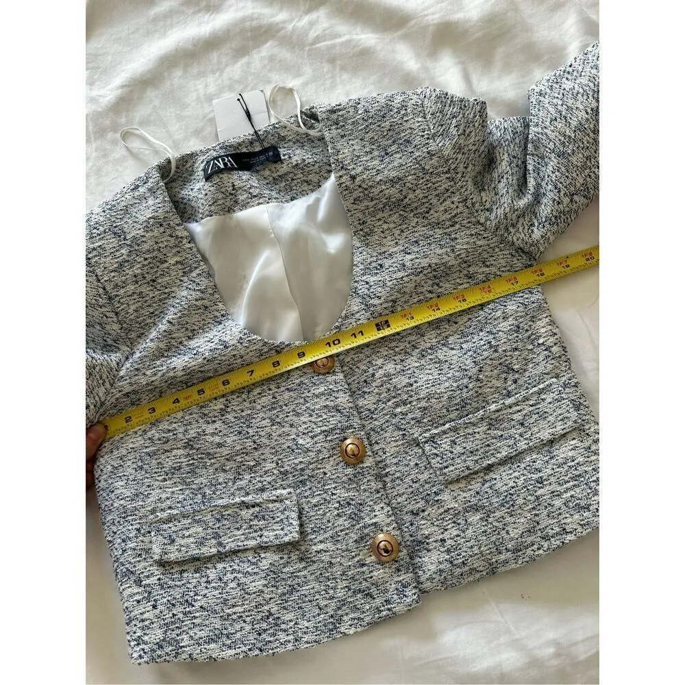 NWT Zara GOLD BUTTON TEXTURED BLAZER Size S - Image 4