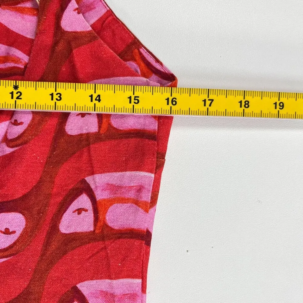 NWT Farm Rio Linen blend Copabanana Wrap Mini Dress Red Pink Size S - Image 16