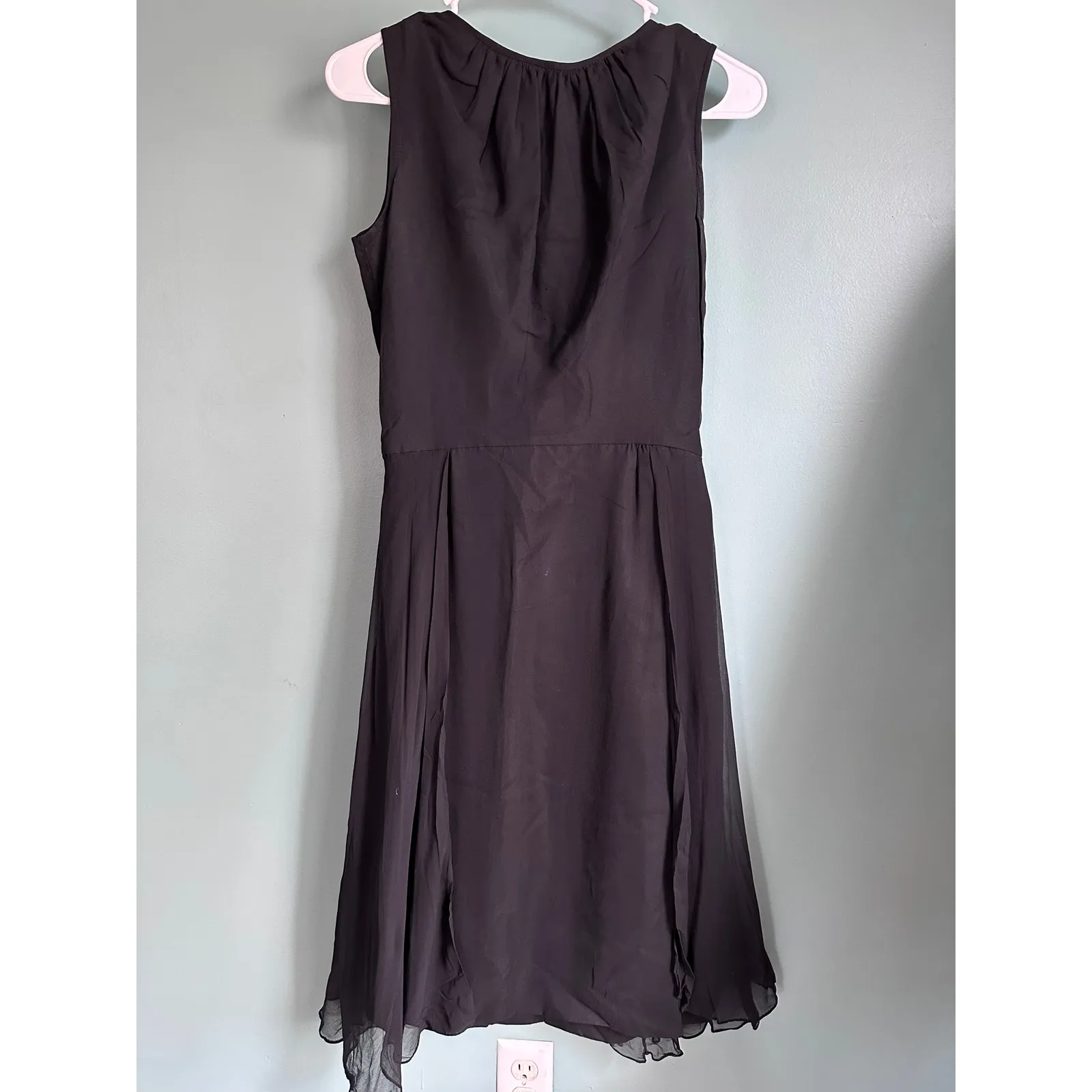 Vintage 1950s Little Black Dress Silk Sleeveless VTG Sizing Size L - Image 2