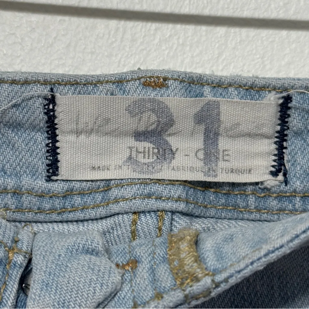 Free People We the Free Florence Flare High Waist Jeans Size 31 Light Wash Boho - Image 3