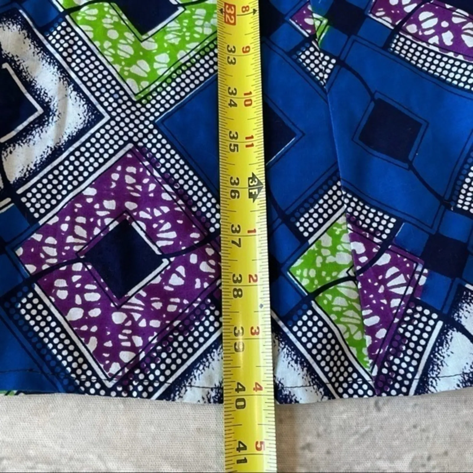 Traditional African Two Pc Dress Set Wax Fabric Blue Green Purple Custom Kitenge - Image 3