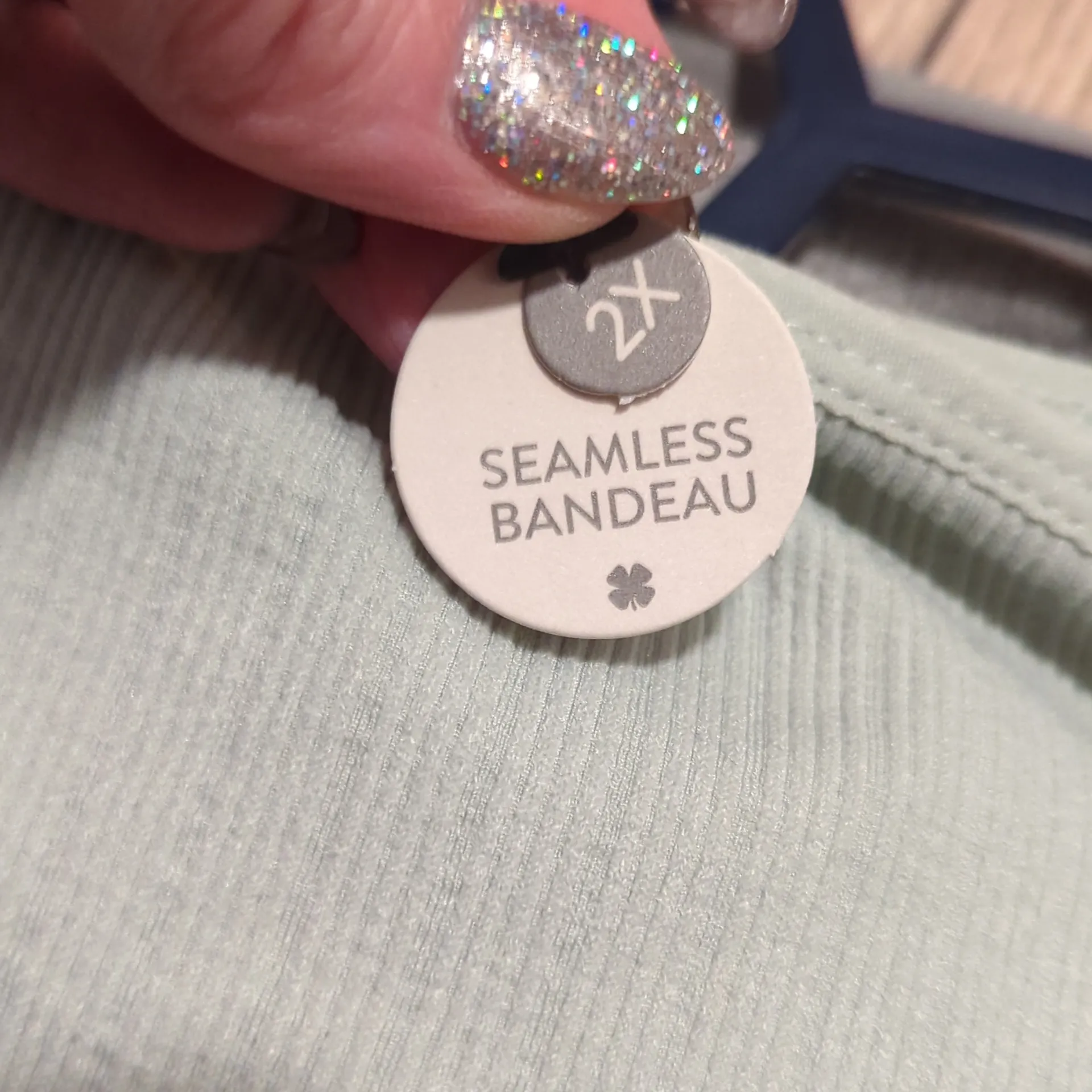 Lucky Brand NWT Plus 2x Set 2 Bandeau Strapless Bra Sage Green & Gray NEW - Image 4