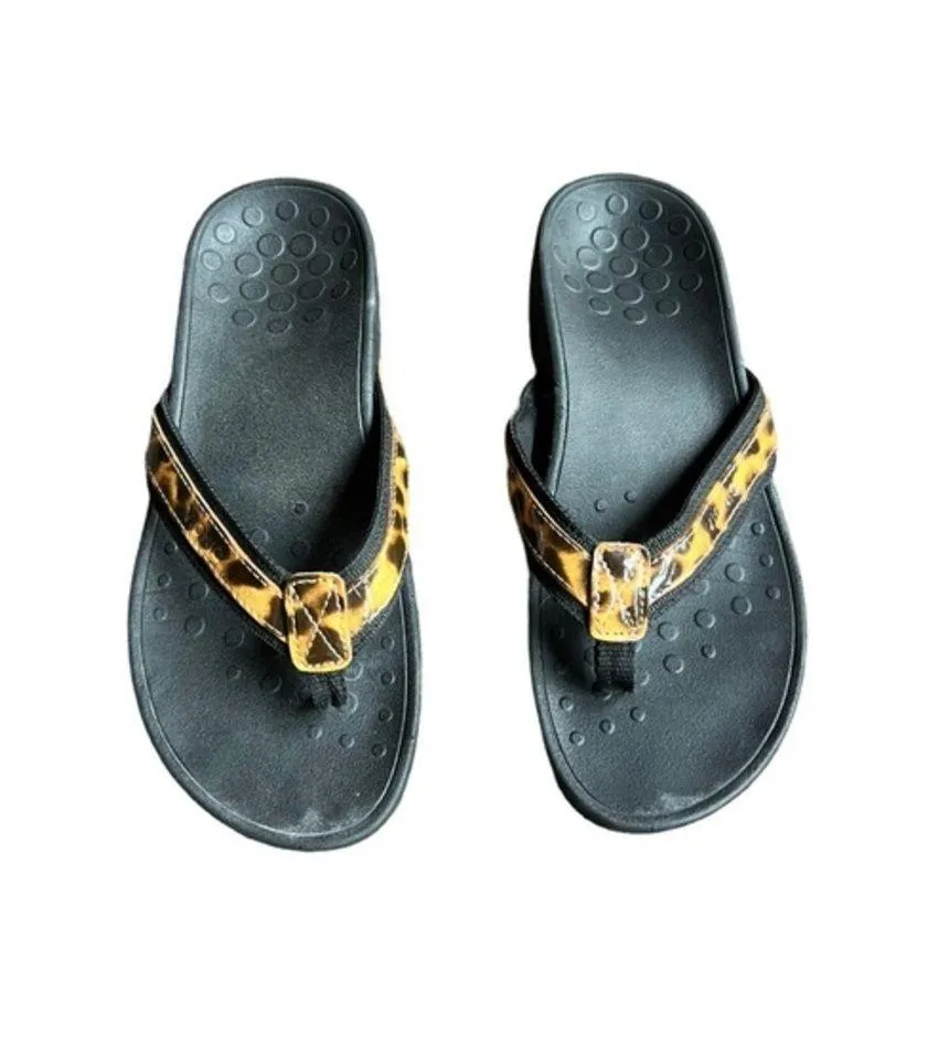 Vionic Tide II Womens 6 Sandals Brown Leopard Patent Thong Slip On - Image 2