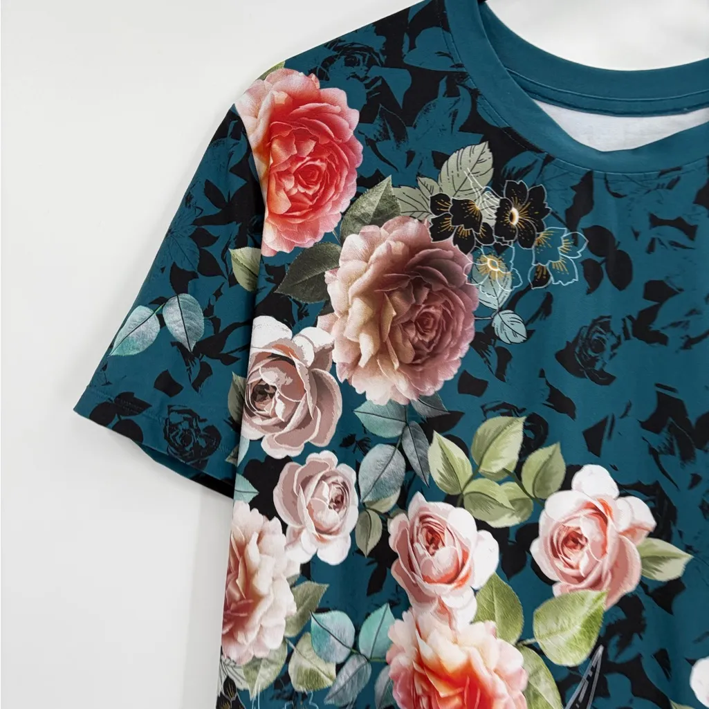 Johnny Was Teal Activewear athletic workout t-shirt short sleeve Top sz medium - Image 3