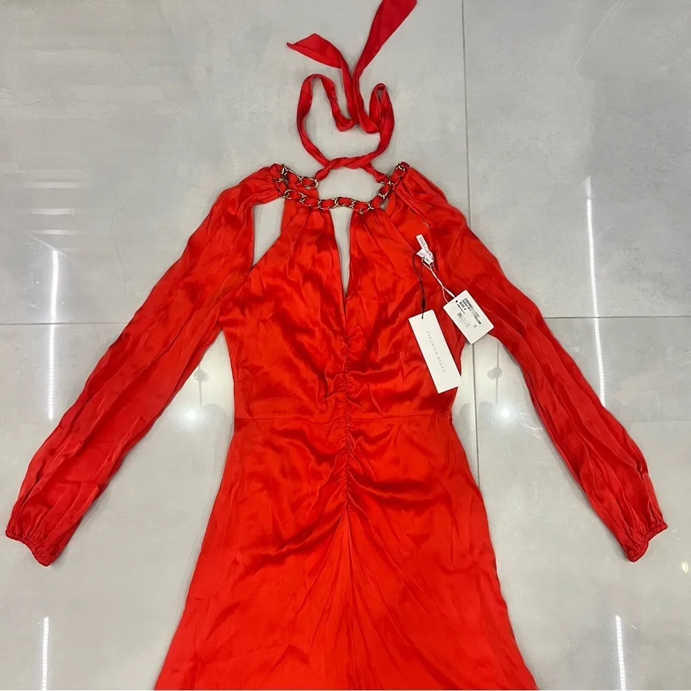 Veronica Beard NWT Fayla Chain Link Cutout Long Sleeve Midi Dress - Image 4