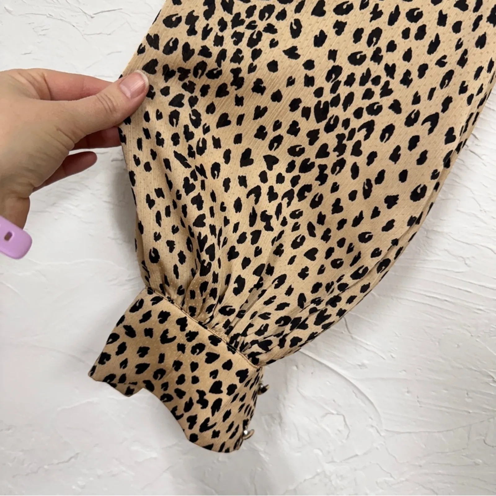 Showpo Tan Animal Print Crop Top Blouse Womens 4 Ballon Sleeve Girly Coquette - Image 2