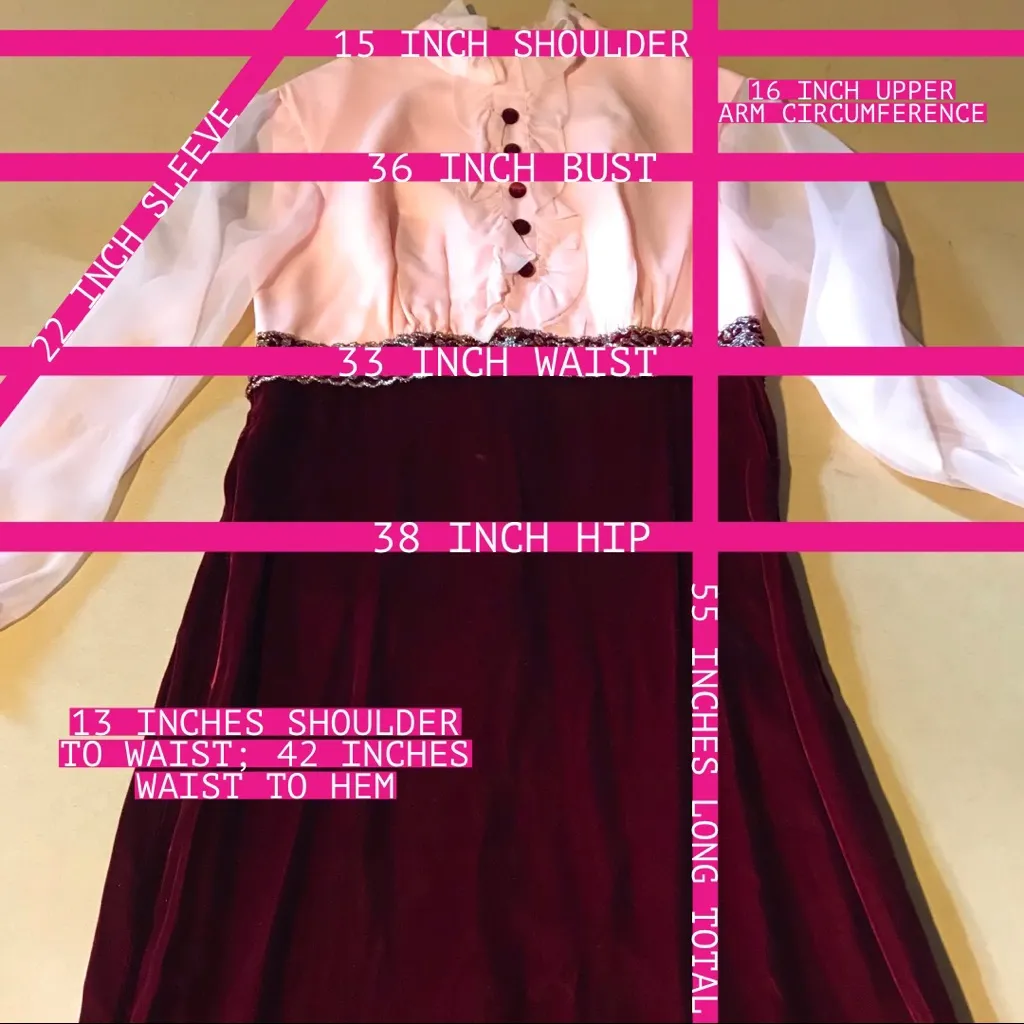 VINTAGE CIRCA 1960'S/70'S VELVET & CHIFFON EDWARDIAN - Image 13