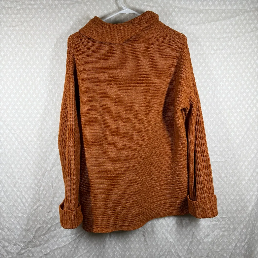 Anthropologie Pilcro Orange Chunky Knit Funnel Neck Oversized Sweater - Image 6