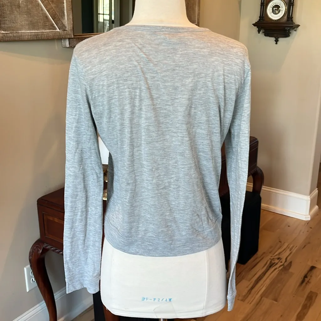 Esley  Light Gray Lightweight Long Sleeve Top Cropped - Image 4