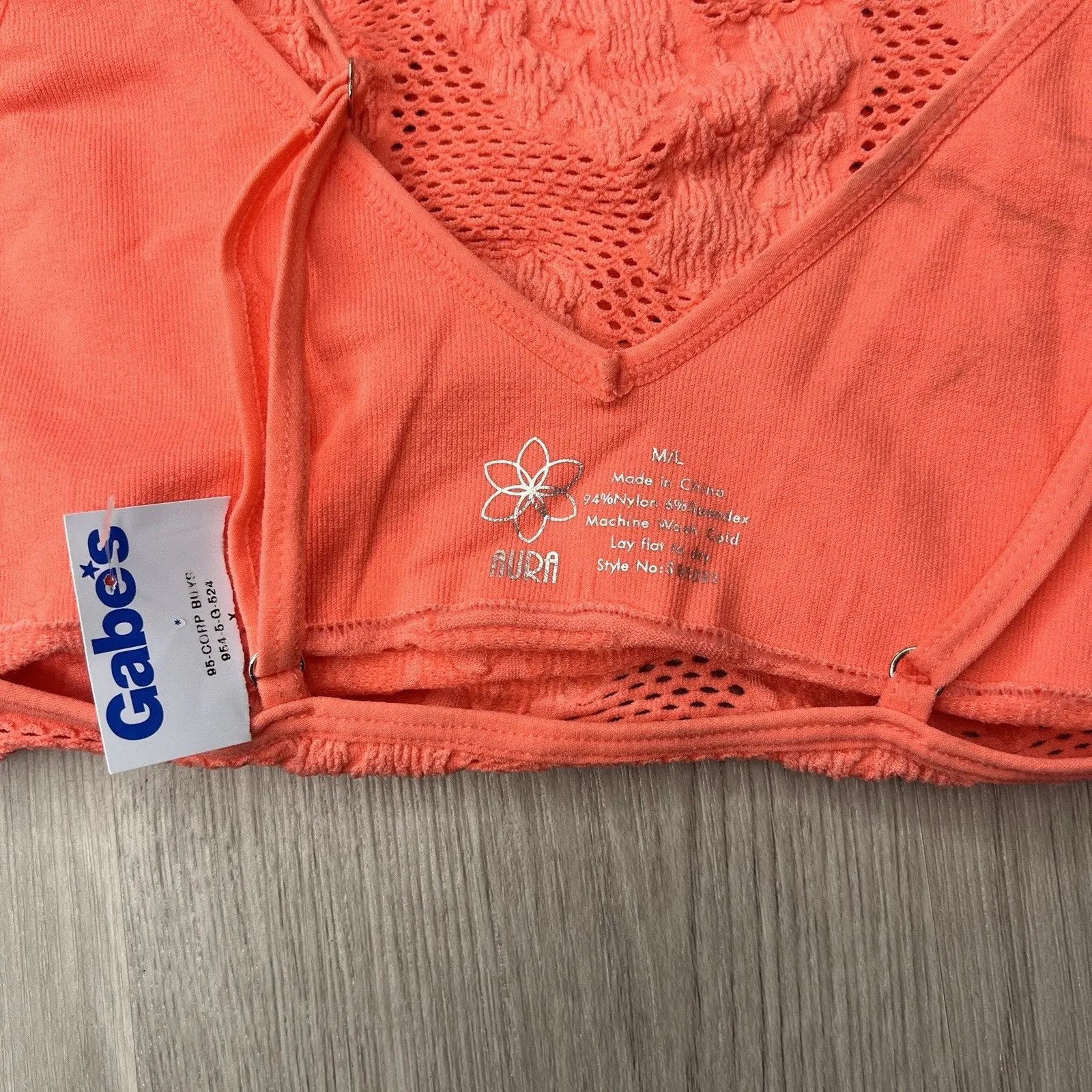 NWT Spaghetti Strap Coral Pink Sheer Body Suit Size M/L Size L - Image 5