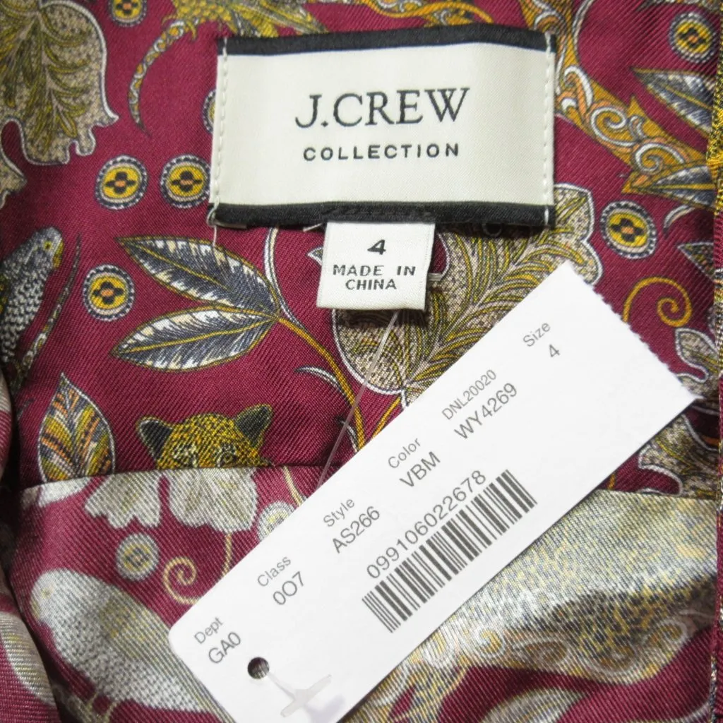 NWT J.Crew Collection Silk-twill Shirt in Vintage Burgundy Jungle Cat Leopard 4 - Image 3