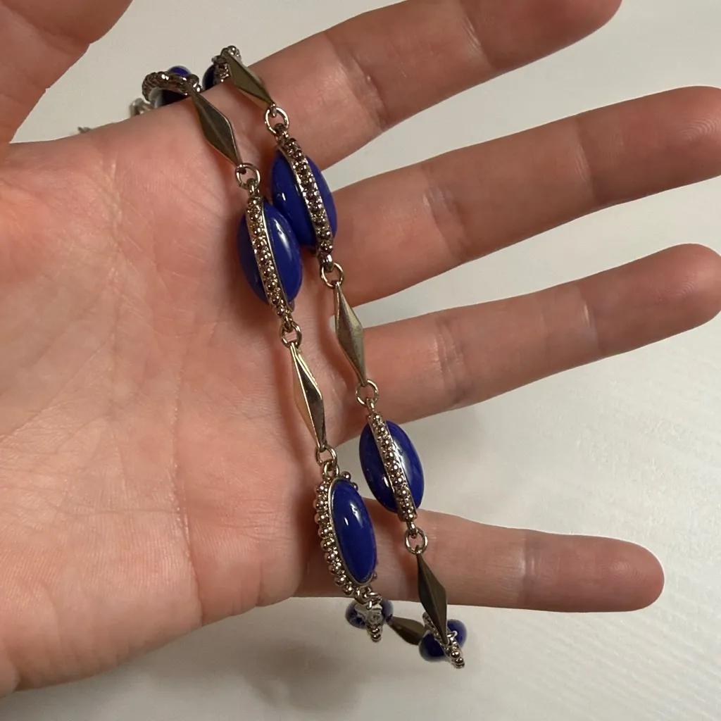 Ann Taylor Elegant Silver and Blue Necklace - Image 2