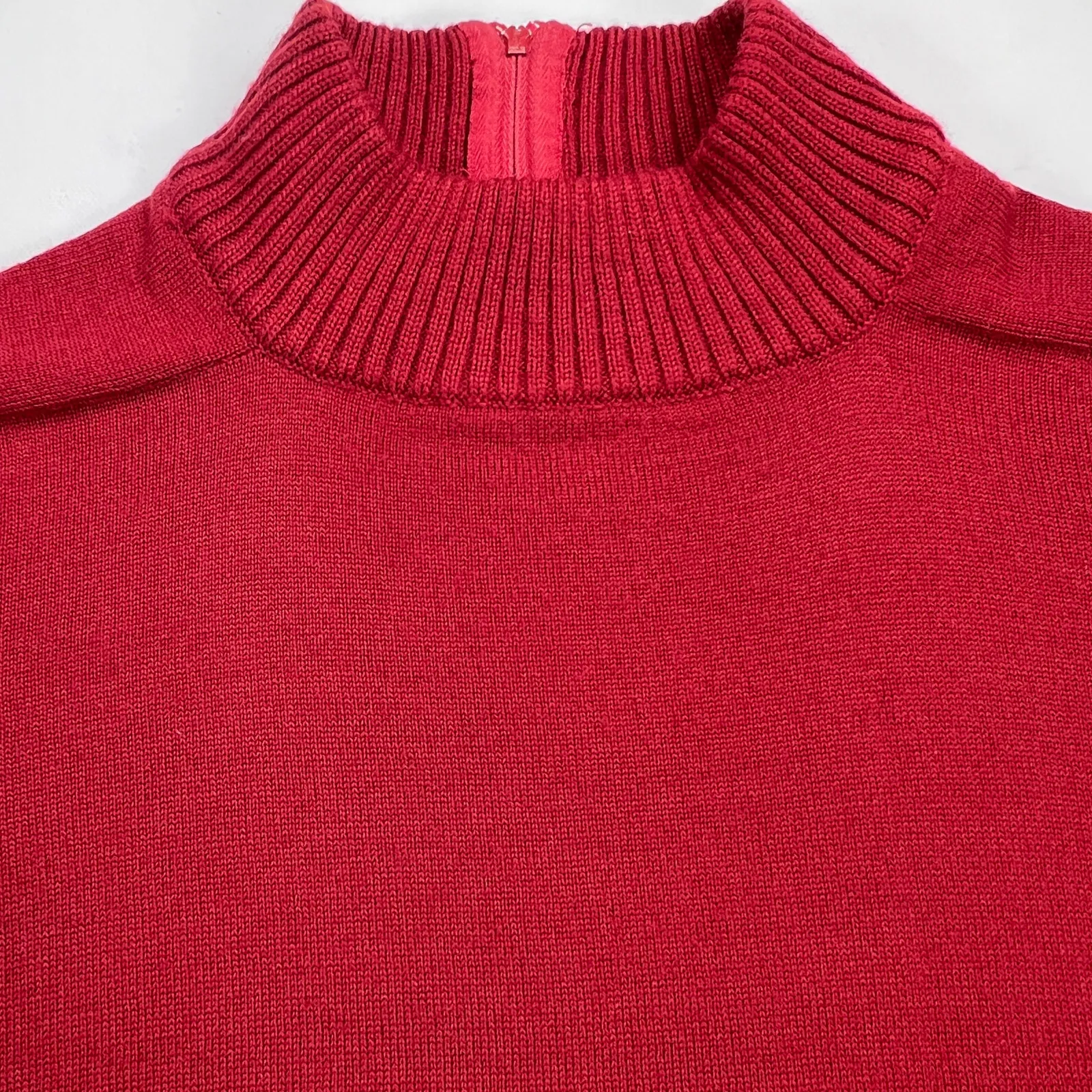 Vintage 1960s Evan Picone Wool Red Short Sleeve Mock Turtleneck Sweater Size S - Image 7