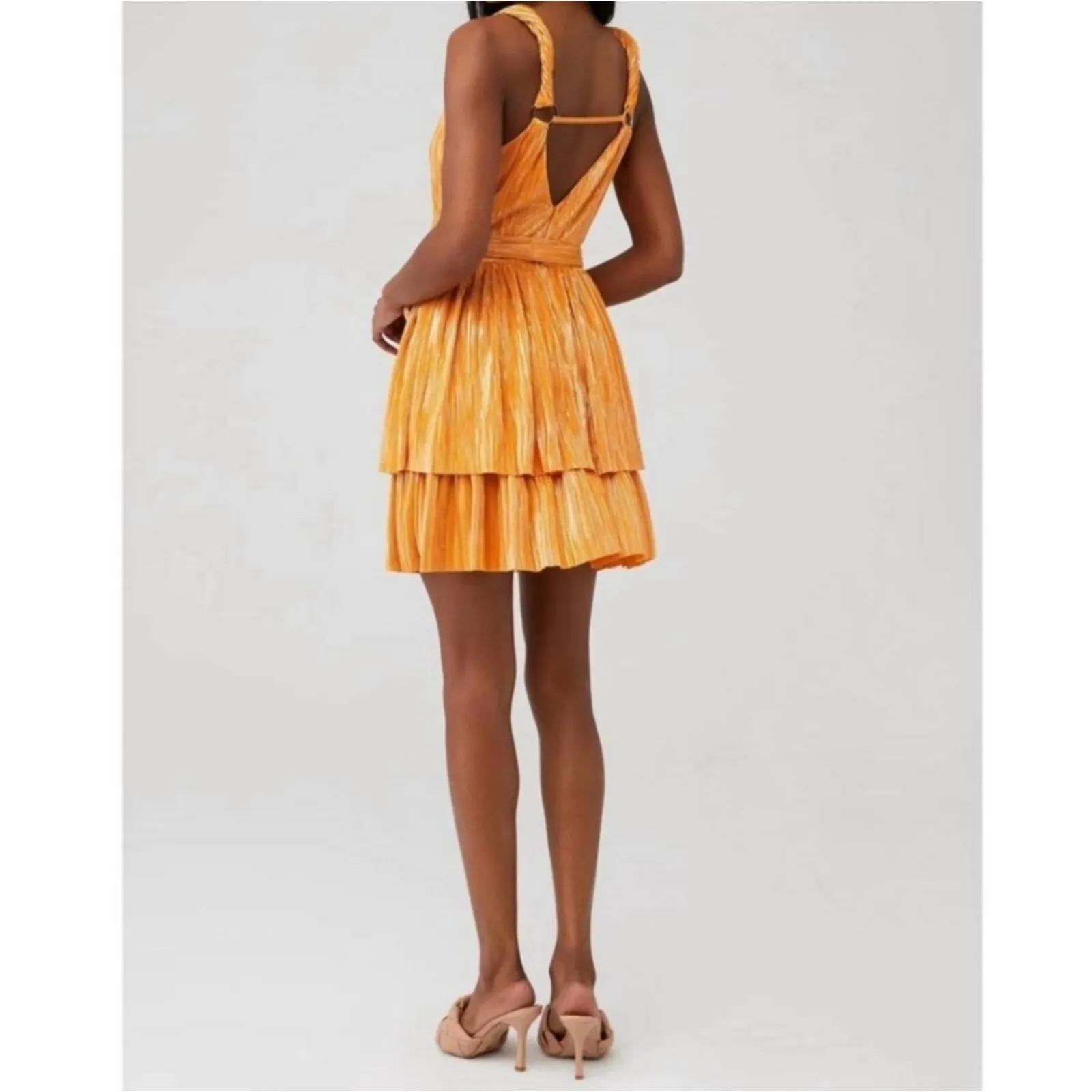 Sabina Musayev Alma Dress‎ Mandarin Mini Size Medium Gold Metallic - Image 4