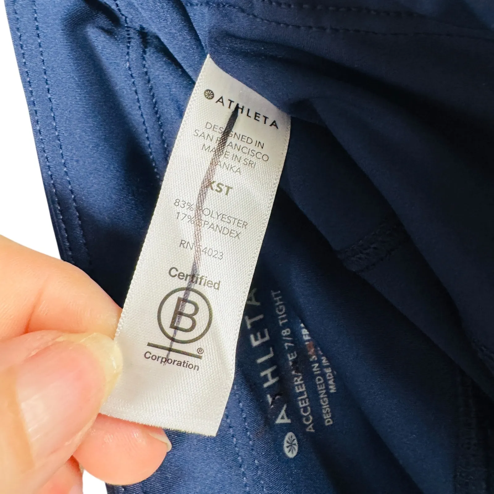 Athleta Accelerate 7/8 Navy Blue Sz XST TALL High Rise Pocket Leggings Running‎ - Image 4