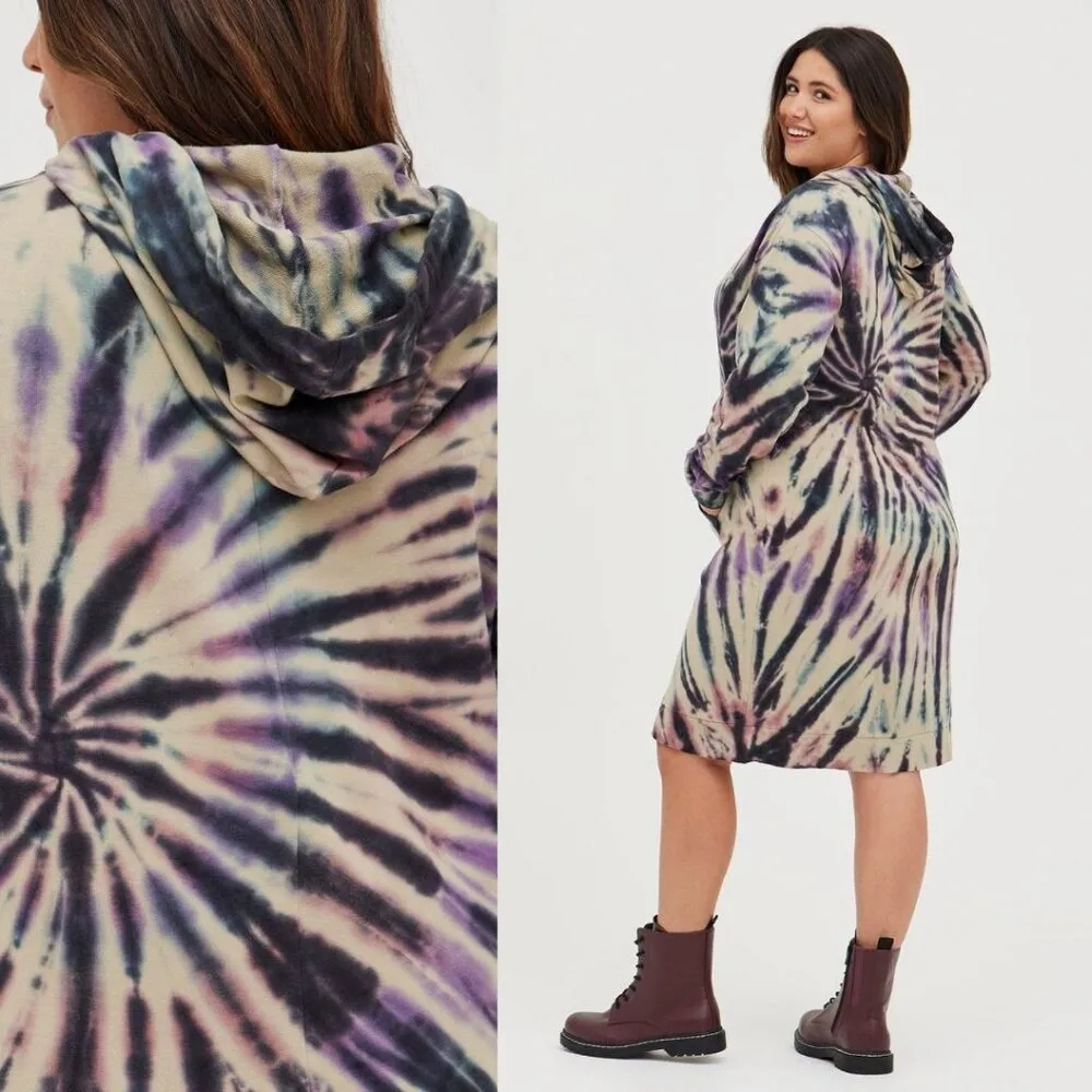 Torrid French Terry Tie Dye Hoodie Dress Sweatshirt Midi Plus Size Size 1 - Image 3
