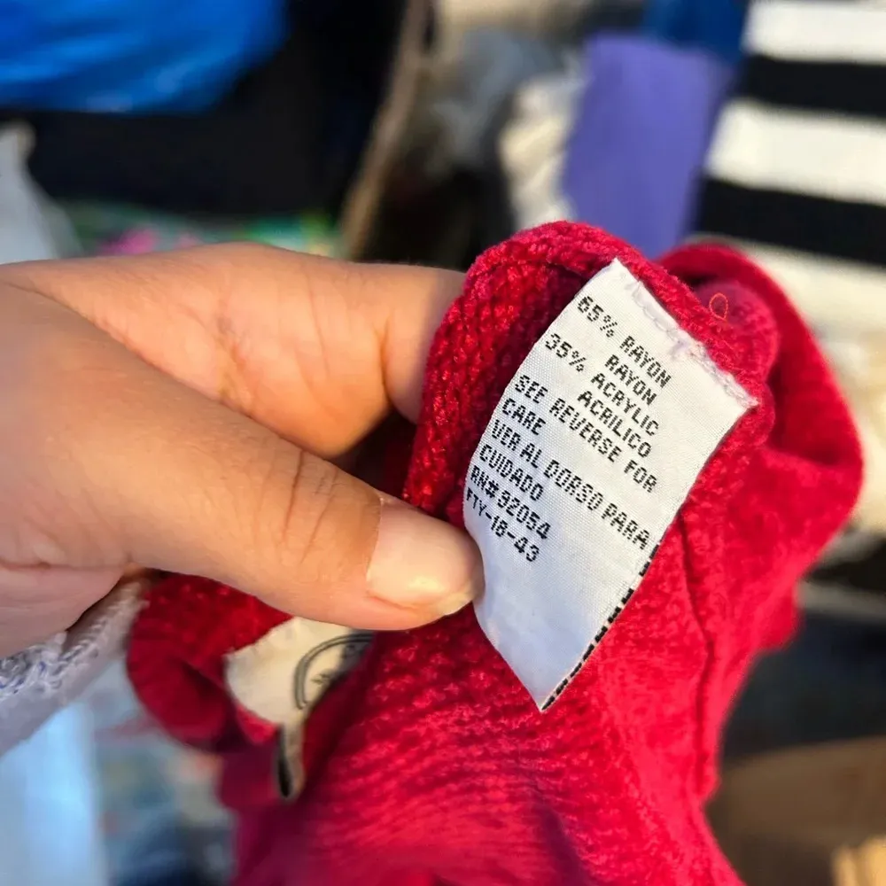 Carolyn Taylor Red Vintage Floral Embroidered Beaded Sweater - Image 4