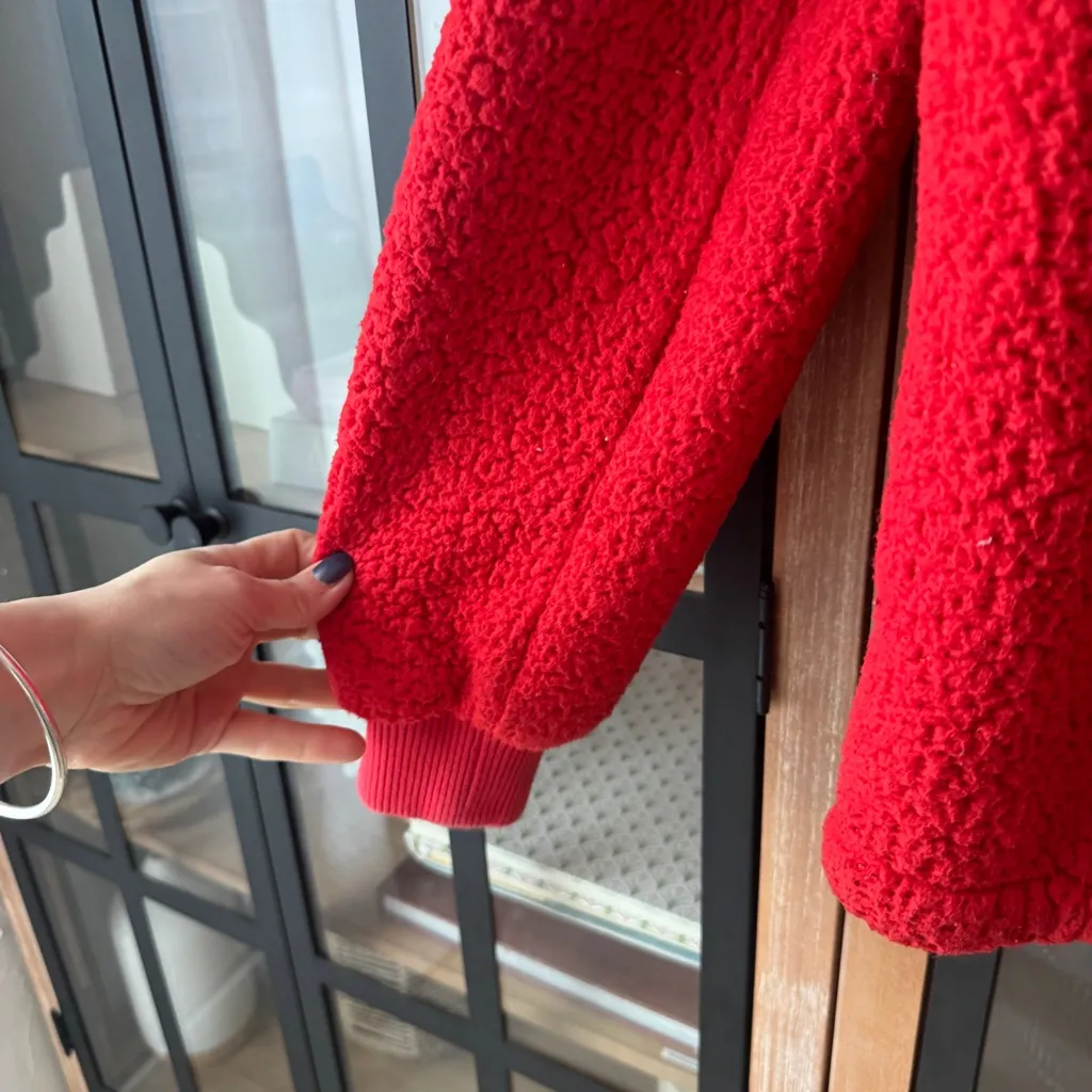 Billabong half-zip fleece sweatshirt pullover time off red 1/4 oversized - Image 9