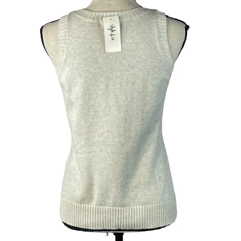 Style & Co Small Tank Sweater Sleeveless Scoop Neck Stretch Heathered Gray New - Image 5
