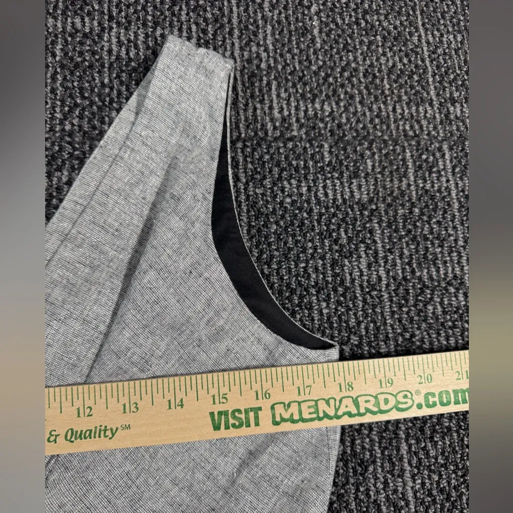 Ann Taylor Loft Dress Women's Size 10 Gray Linen Metallic Sheath Grecian Sparkly - Image 3