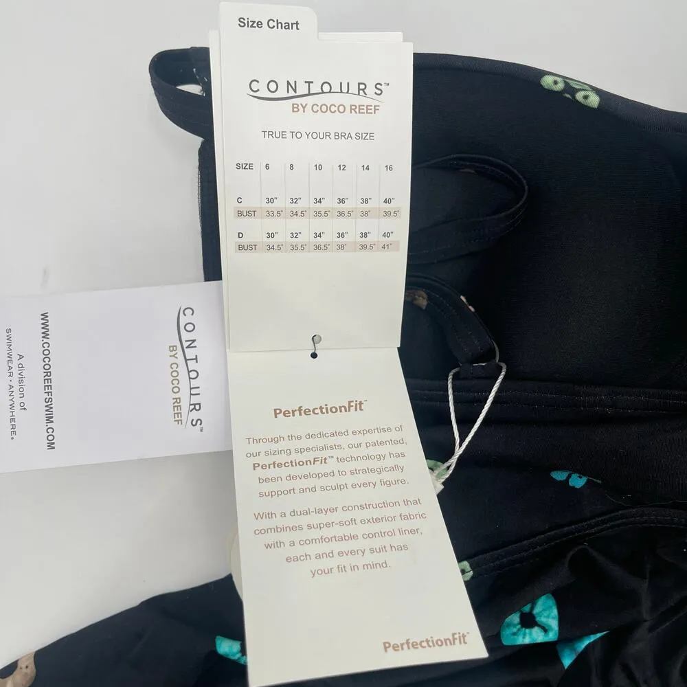 CONTOURS BY COCO REEF Tankini Top Size 10/34D NWT Black Underwire Shapemaker - Image 10