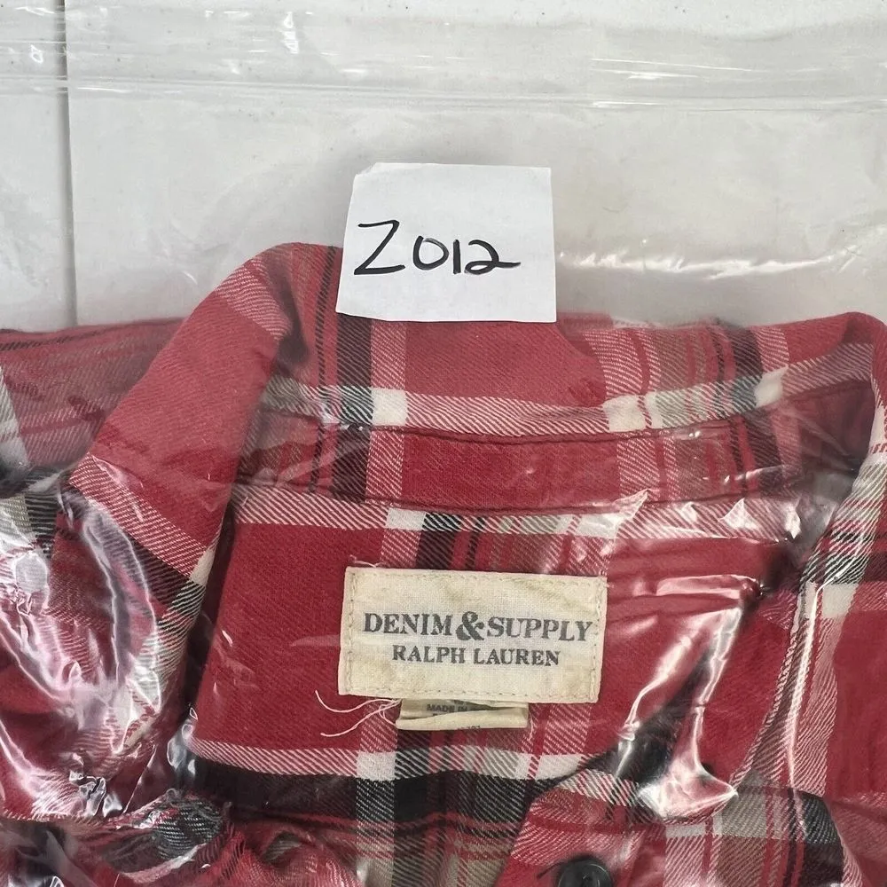Denim & Supply Sz M Ralph Lauren Button Front Red Plaid Shirt Oversized Cotton - Image 13