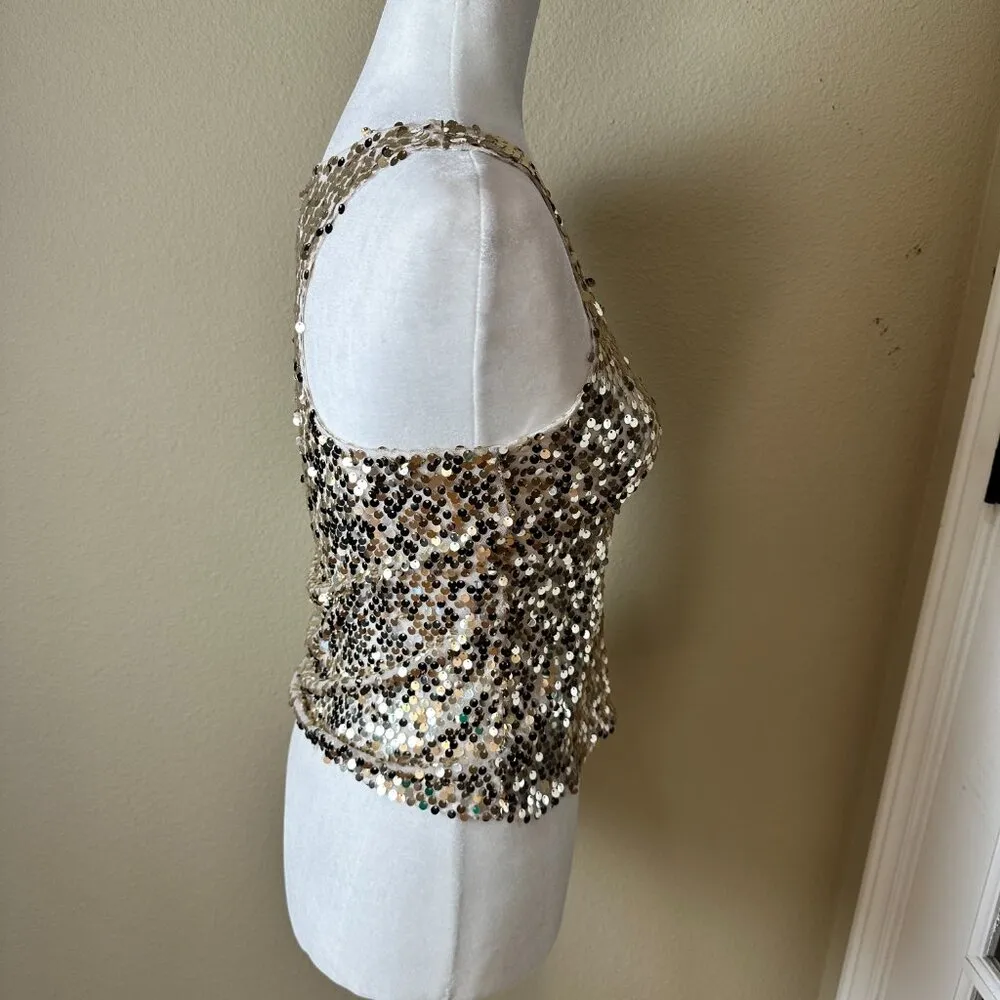 NWOT ABERCROMBIE & FITCH Gold Sequin Racer Back Tank Top - size XS - Image 6