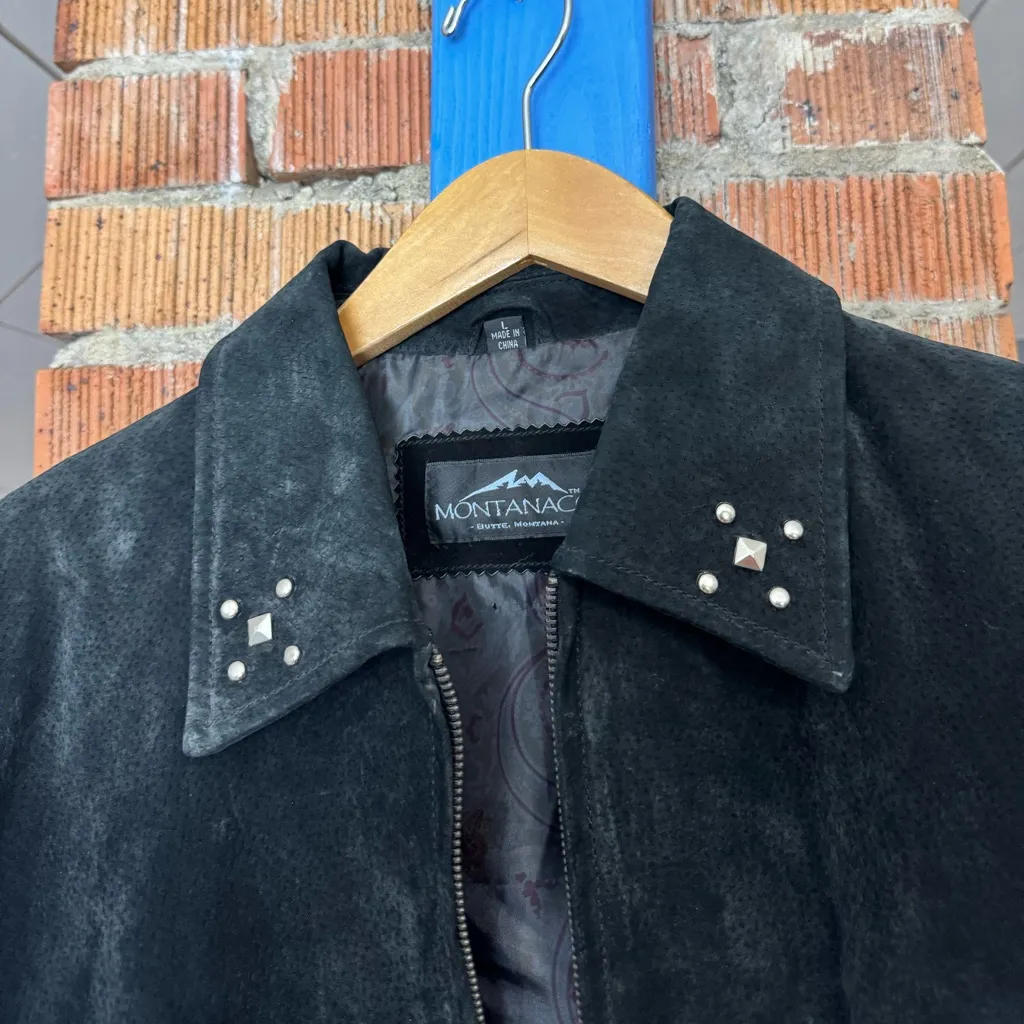 Leather Studded Jacket by Montanaco Size L - Image 2