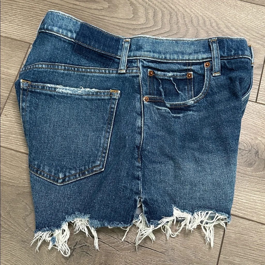 Abercrombie & Fitch The Mom High Rise Curve Love‎ Stretch Blue Jean Shorts 28 - Image 2