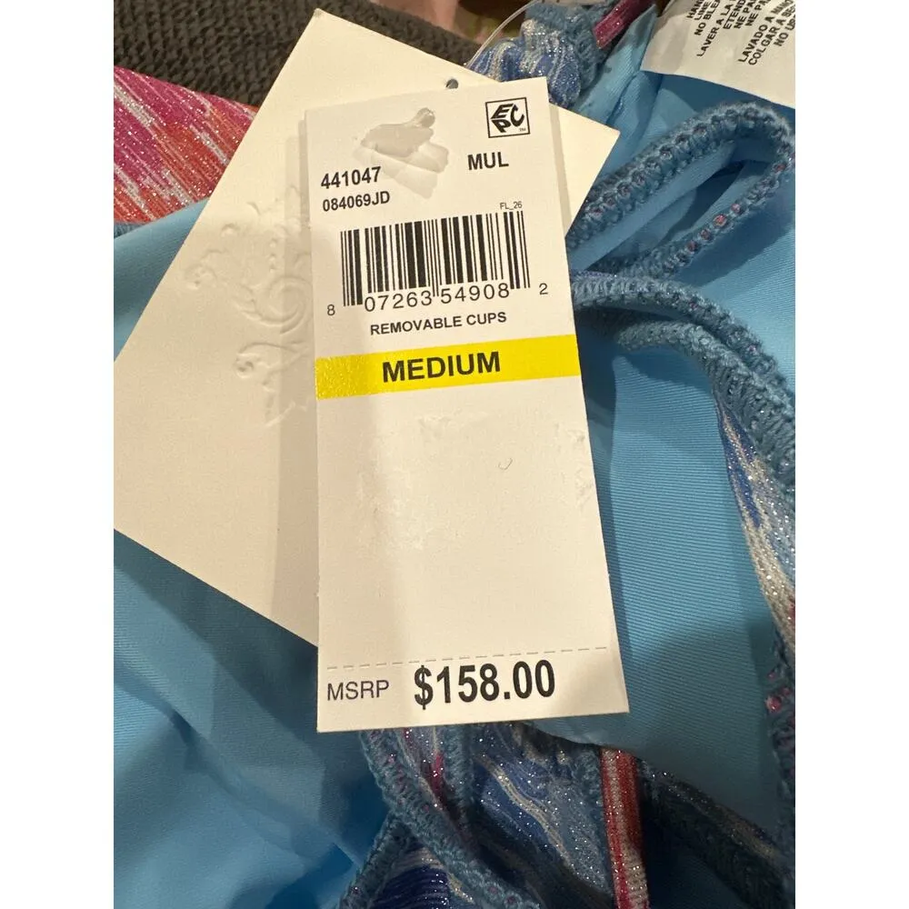 BECCA Joshua Tree One Piece Swimsuit Plunge Neck Adjustable Strap Medium - Image 5