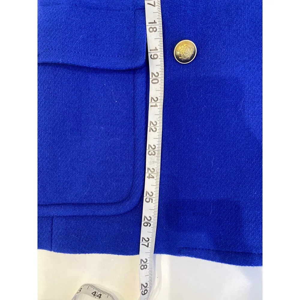 J Crew Cobalt Blue Thick Wool Nello Gori Peacoat EUC Sz 8 Gold-Tone Buttons - Image 12