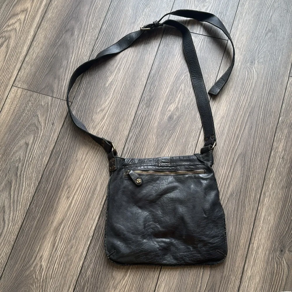 Civico93 Italian Black Soft Leather Bag Purse Crossbody raw edge organic rustic - Image 5