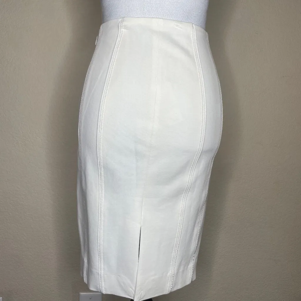 White House Black Market Cream Accent Lined Pencil Skirt Sz 00 Sophisticated - Image 4