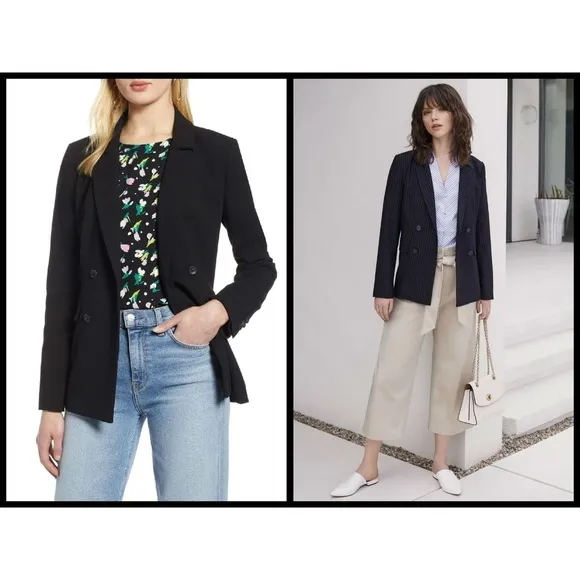 💕HALOGEN💕 Double Breasted Stretch Blazer ~ Black Medium M NWT - Image 2