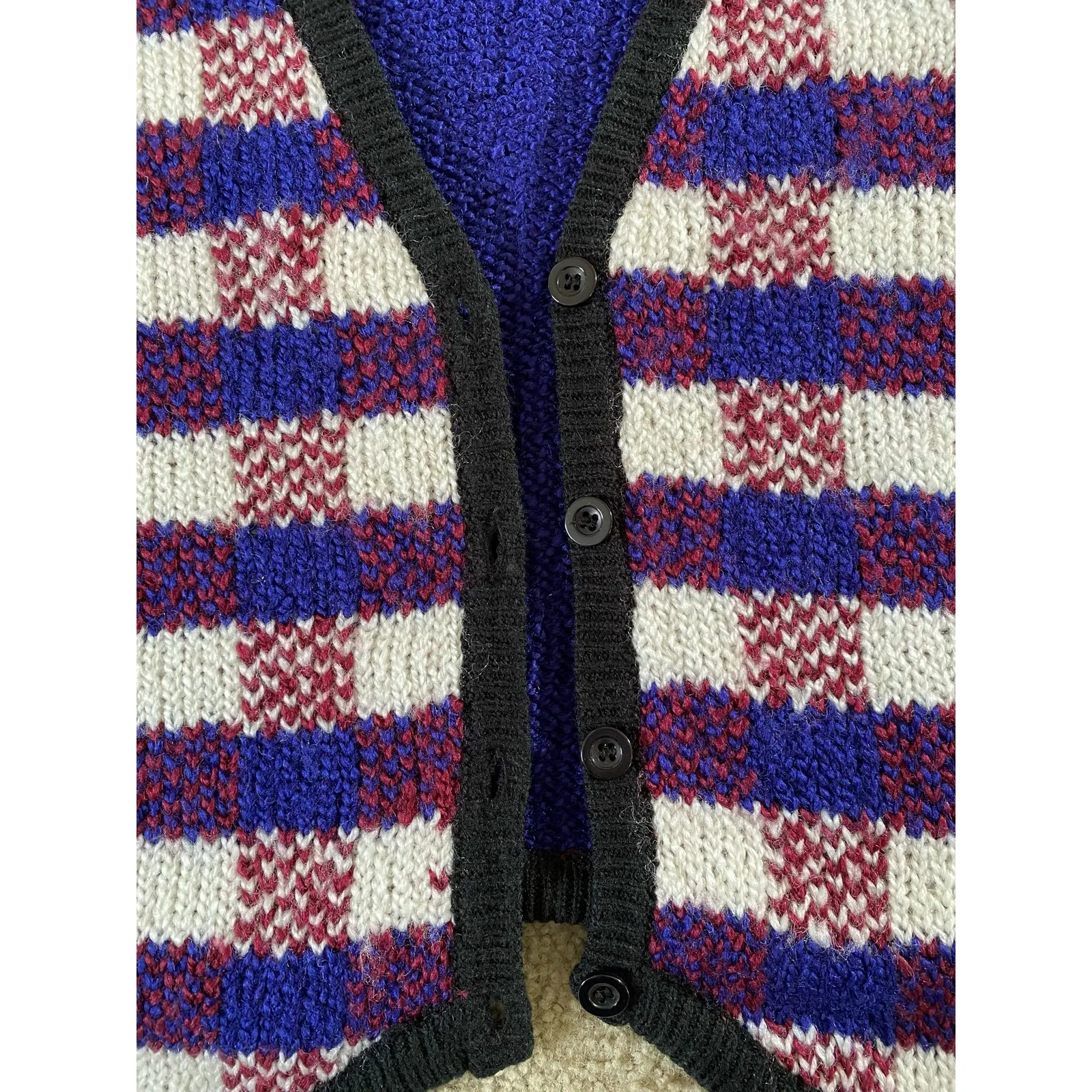 Vintage 90s OP Button Down Sweater Vest Plaid Men's size Large Preppy Grunge - Image 3