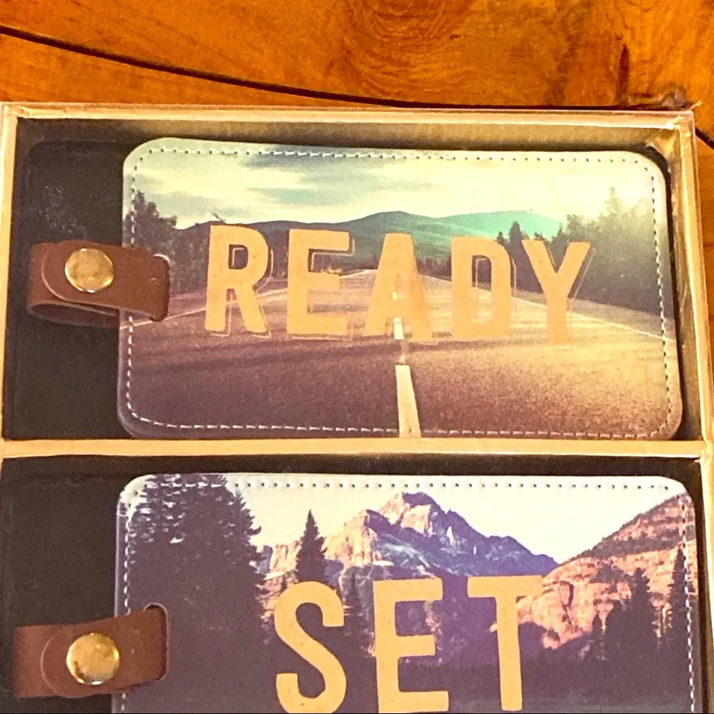 NEW Luggage Tag Set of 3 Travel Suitcase Airport Brown - Image 2