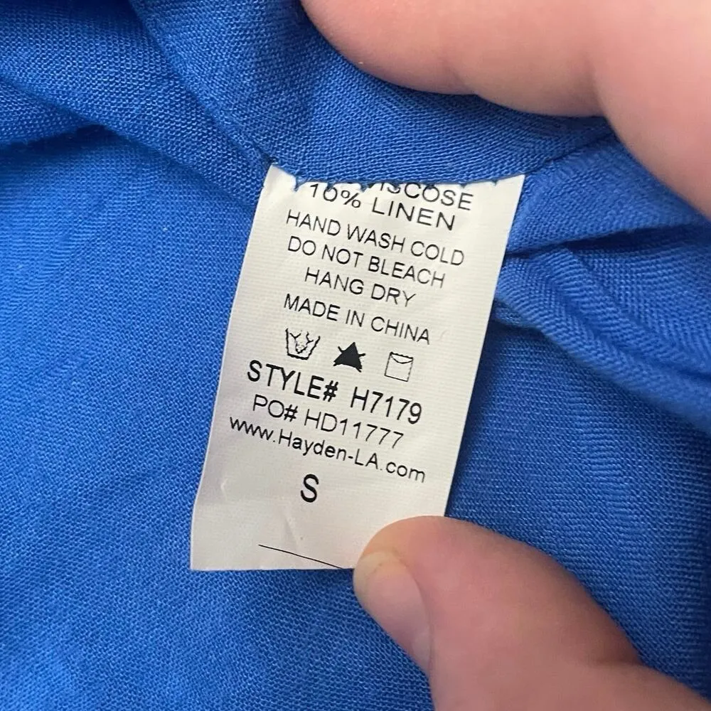 Hayden Floral Smocked High Neck Mini Dress Womens Small Blue Spring Cottage Core - Image 7