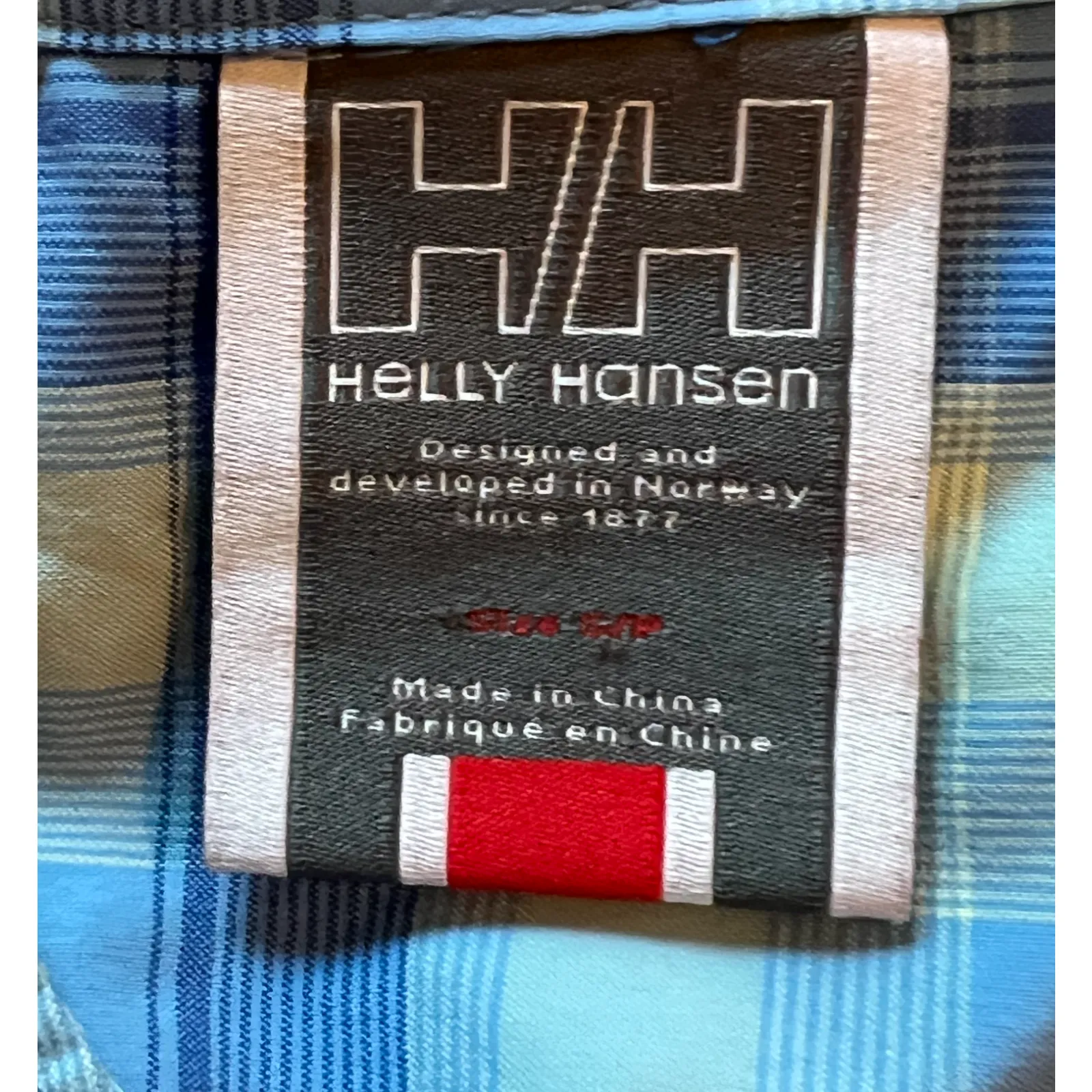 HELLY HANSEN Womens Shirt Size S Blue Plaid Snap Close Pockets 3/4 Sleeve - Image 2