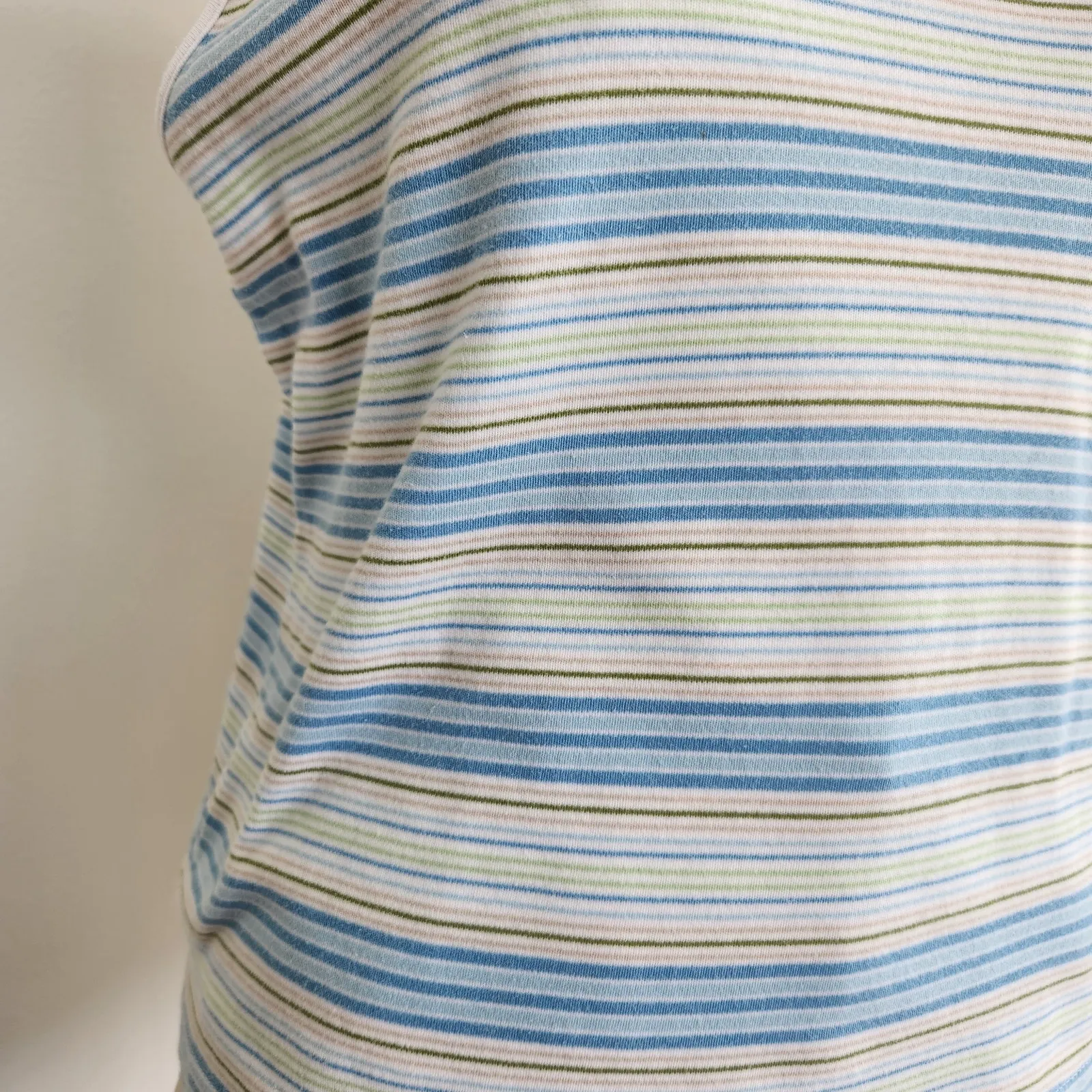 Y2K Liz Claiborne LizSport White Blue Green Stripe Knit Cotton Tank Top M - Image 3