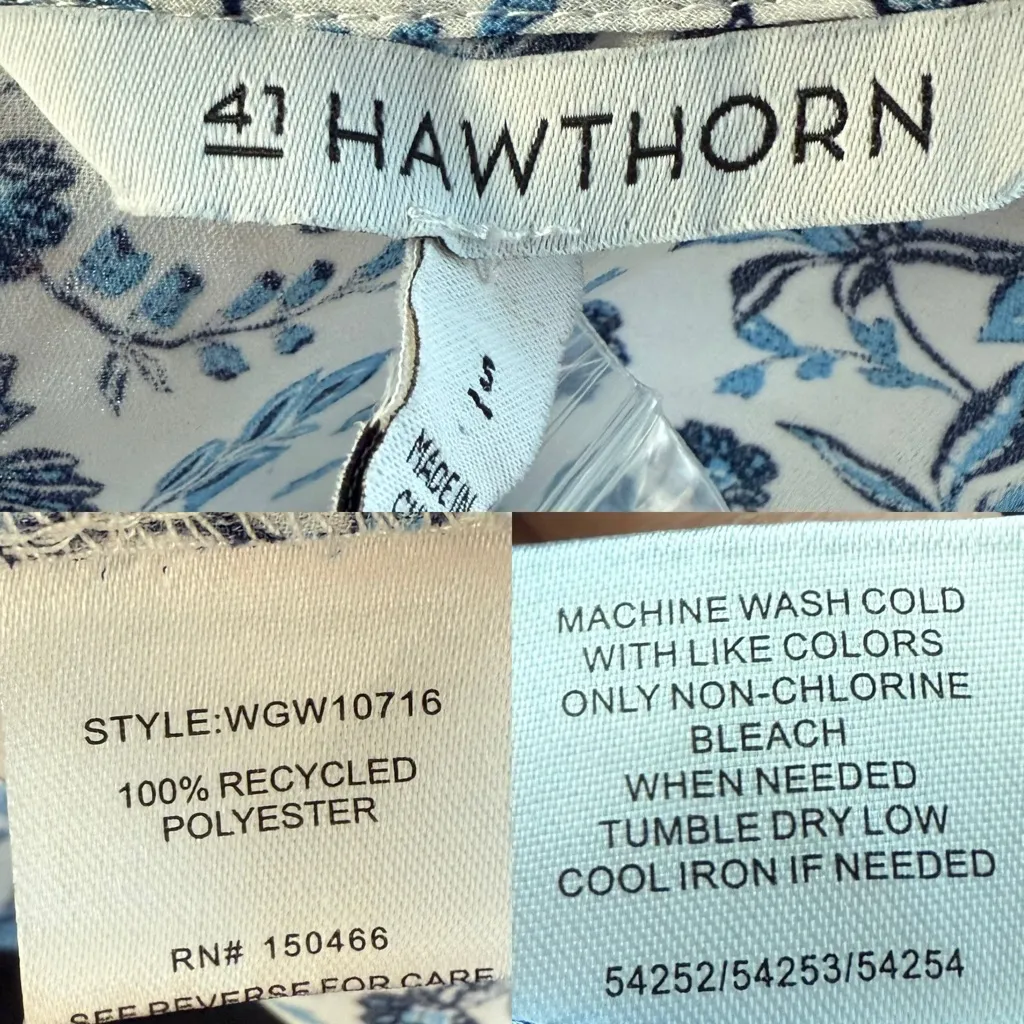 NEW 41 Hawthorn Womens Shirt Blouse Blue White Floral Sleeveless Size Small - Image 9