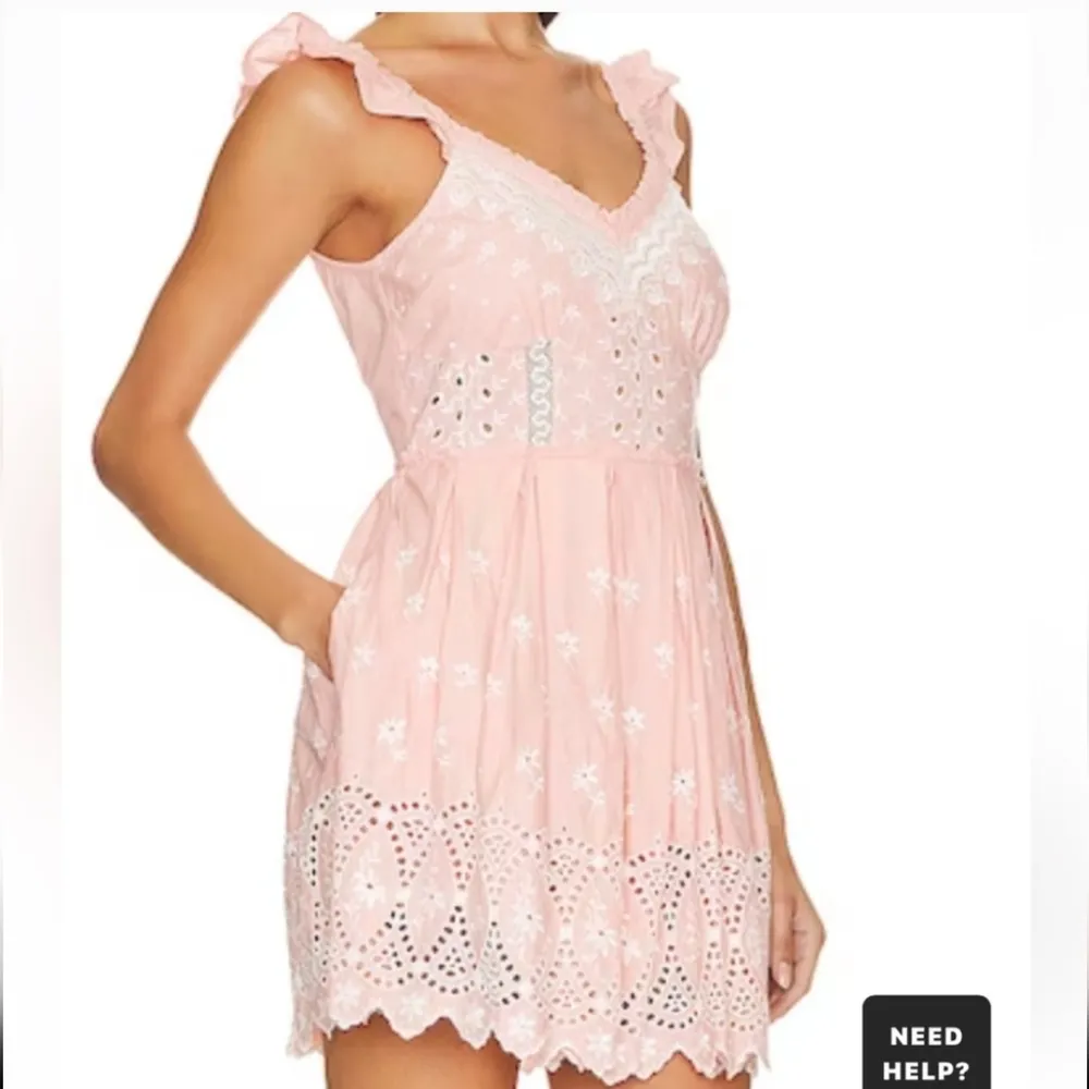NWT LoveShackFancy Mochi Mini Dress Pink Size 6 Eyelet Sleeveless Pleated Boho - Image 7
