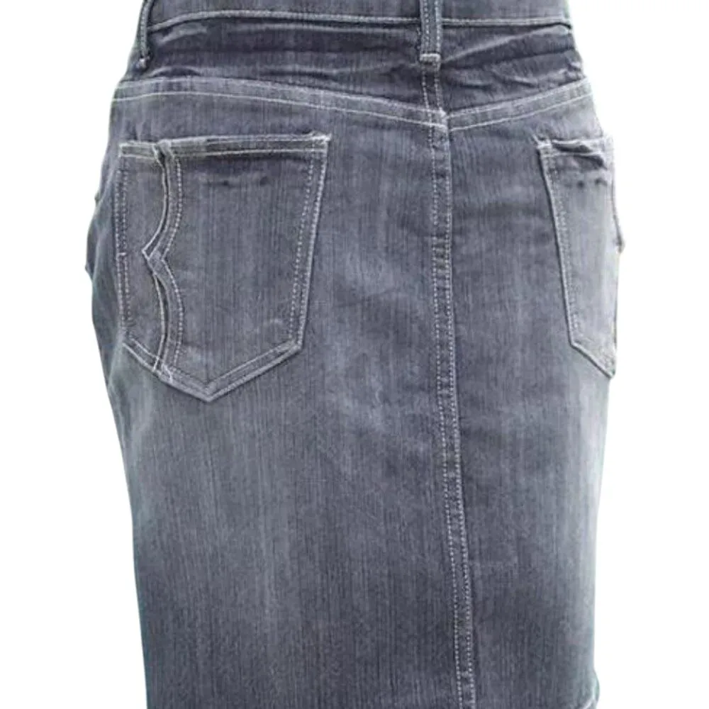 Cache Denim Black Gray Wash Rhinestone Stud Detail Skirt New Stretch $98 NWT - Image 4