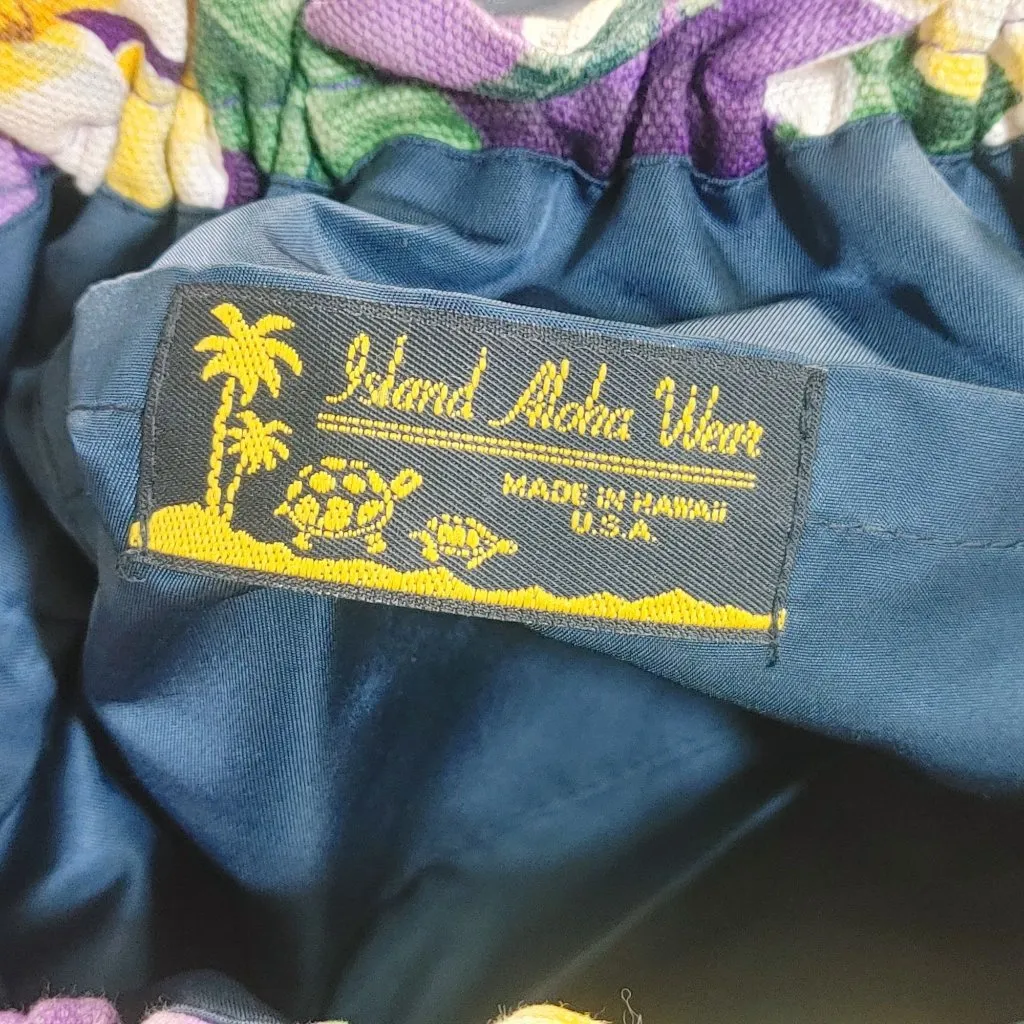 Hawaii Island Moka Wear Floral Handbag Vintage Hawaiian Plumeria Purple Yellow - Image 2