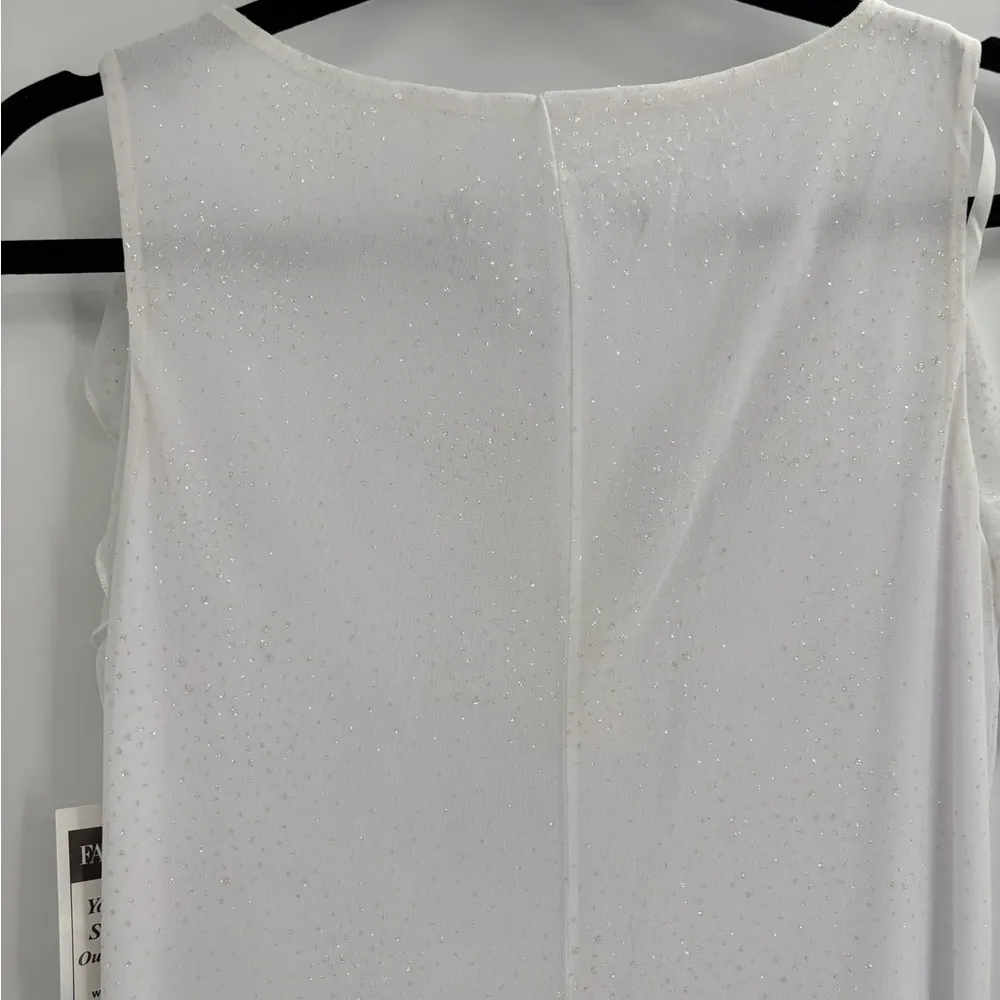 DEADSTOCK y2k white maxi cowl neck sequin dress sheet truffle sleeve glam size 8 - Image 9