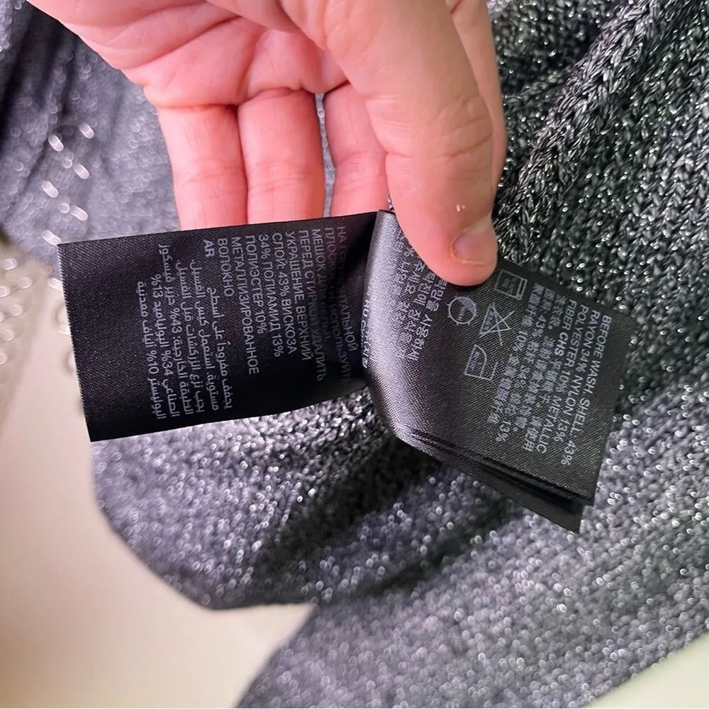 & Other Stories NWT Grey Silver Glitter Sparkle Wrap Crop Top XS Fairy Grunge - Image 8