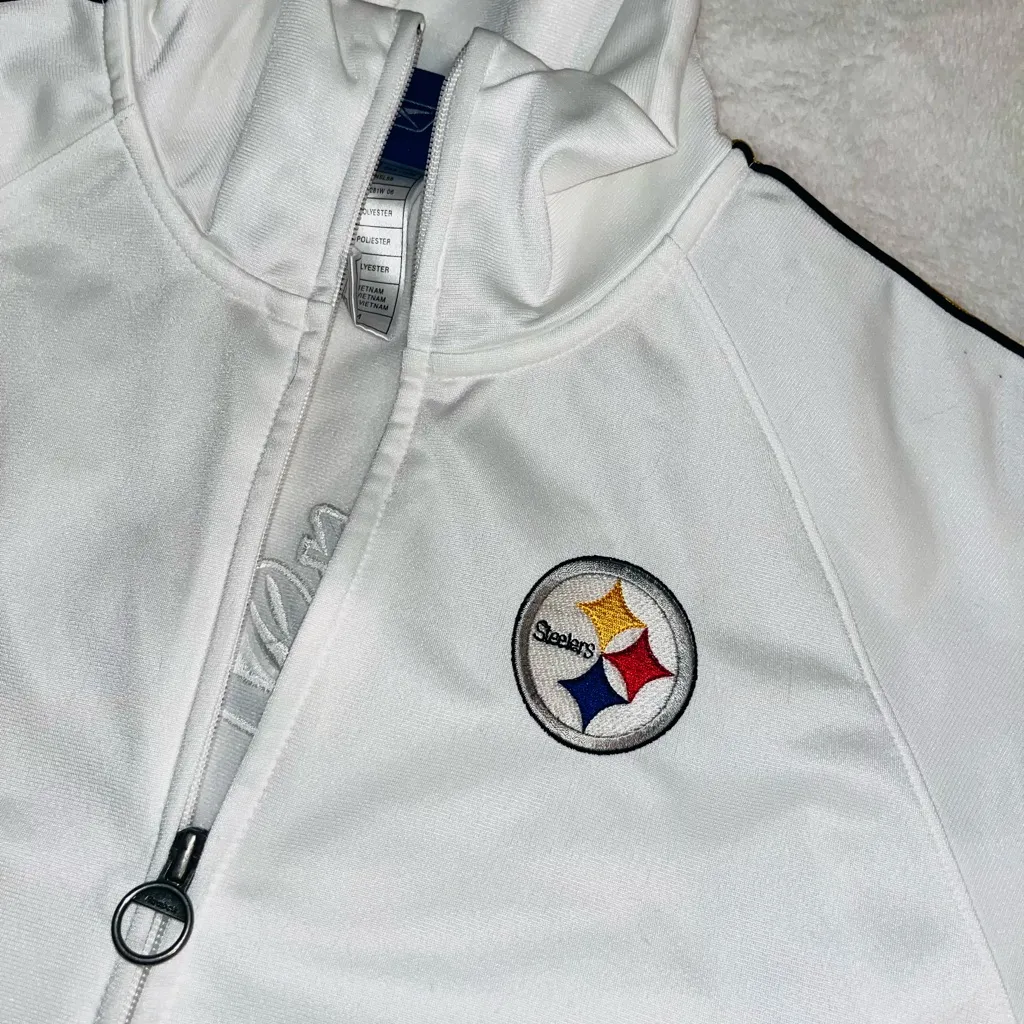 NFL Steelers Reebok Track Jacket Full Zip up sz M 💛 - Image 7