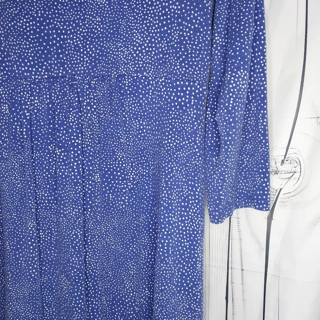 Boden Hattie Jersey Tunic Polka Dot 3/4 Sleeve Fit & Flare Dress Blue Size 12 - Image 9