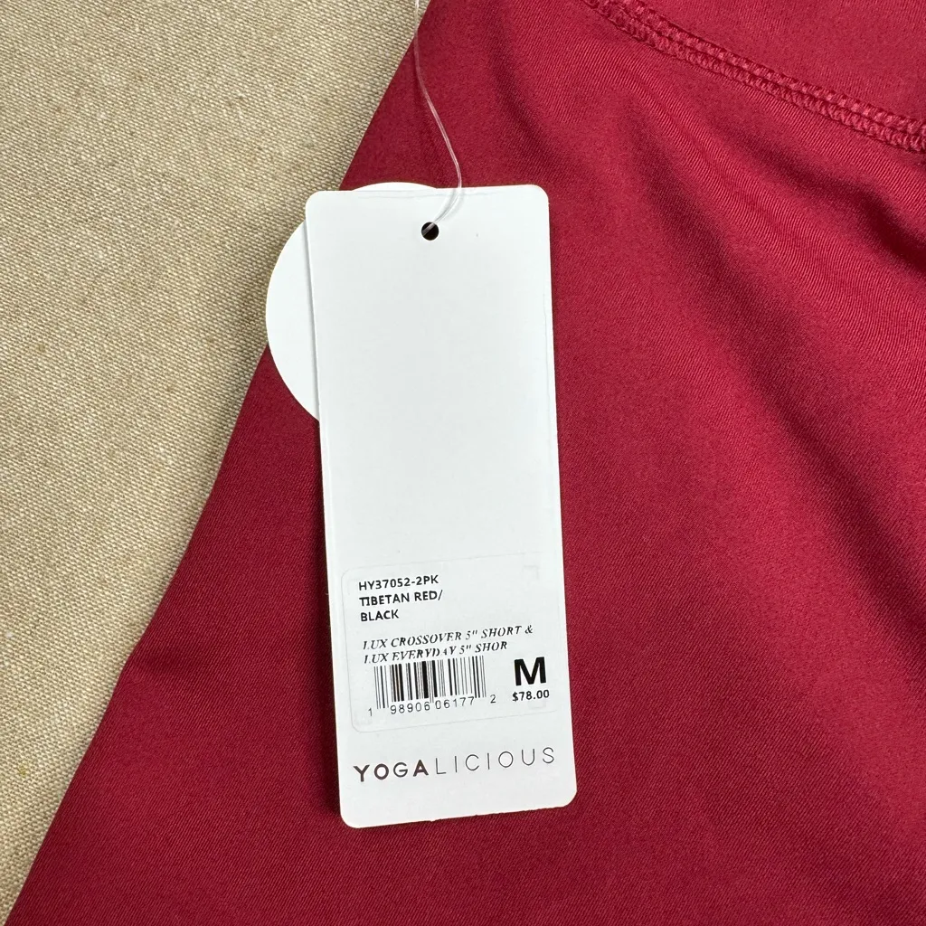 Yogalicious Biker Shorts 2-Pack Womens M Black & Red High Rise 5in Athleisure - Image 5