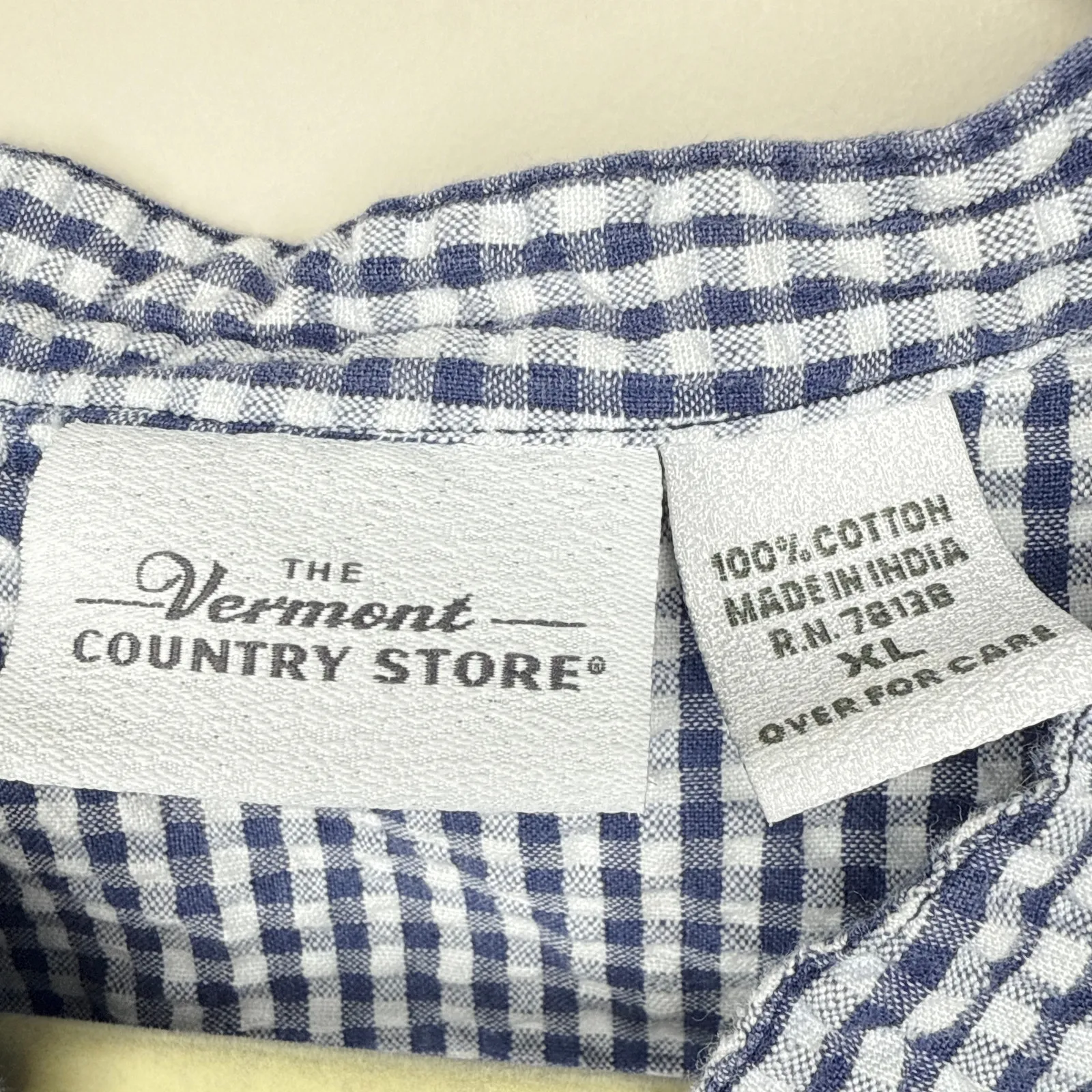 The Vermont Country Store XL Sleeveless‎ Gingham Blue White V - Image 3